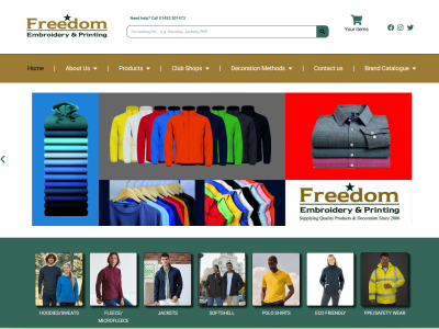 Freedom Embroidery website screen shot